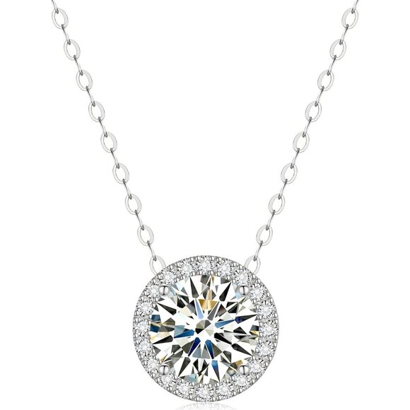 Women 0.5CT-4.0CT 18K White/Yellow Gold Plated Sterling Silver Necklace